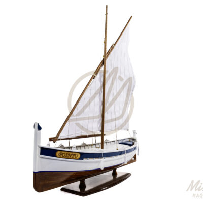 Maquette du Pointu avec Voile - Bateau de Pêche de Provence - Maquette en bois, Montée, Prête à Exposer