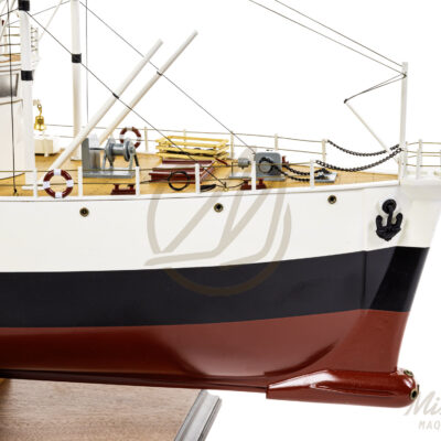 Maquette de la Calypso - Navire d'exploration du Commandant Cousteau - Maquette en bois, Montée, Prête à Exposer