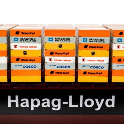 Maquette du Porte-Conteneur Colombo Express · Armé par Hapag-Lloyd · Maquette haut de gamme en bois déjà montée · Maquette de bateau décorative d'exposition · Mistral Maquettes