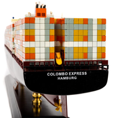 Maquette du Porte-Conteneur Colombo Express · Armé par Hapag-Lloyd · Maquette haut de gamme en bois déjà montée · Maquette de bateau décorative d'exposition · Mistral Maquettes