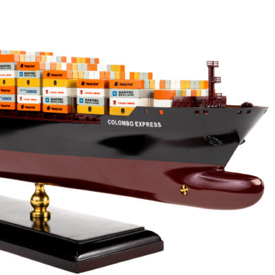 Maquette du Porte-Conteneur Colombo Express · Armé par Hapag-Lloyd · Maquette haut de gamme en bois déjà montée · Maquette de bateau décorative d'exposition · Mistral Maquettes