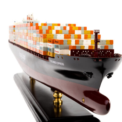 Maquette du Porte-Conteneur Colombo Express · Armé par Hapag-Lloyd · Maquette haut de gamme en bois déjà montée · Maquette de bateau décorative d'exposition · Mistral Maquettes
