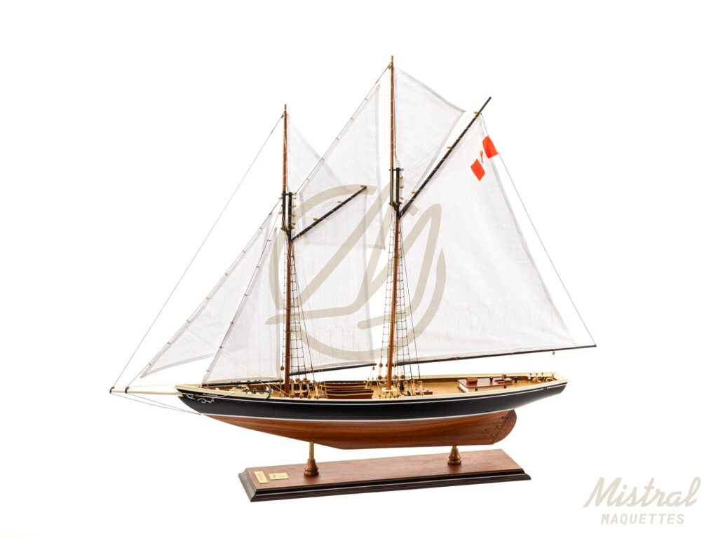 Maquette du Bluenose en bois haut de gamme déjà montée vue d’ensemble