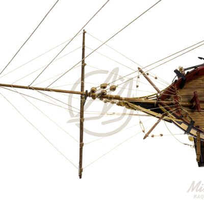 Maquette de La Confiance, Série Limitée de qualité Musée, détail du beaupré, du gréement et de l’avant du pont.