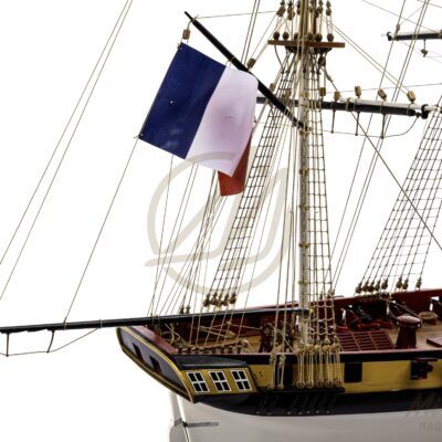 Maquette de La Confiance, Série Limitée de qualité Musée, détail du pavillon arrière et du gréement.