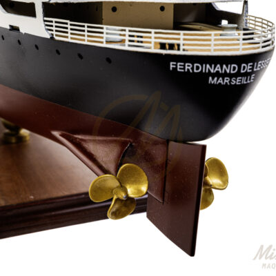 Maquette du Ferdinand de Lesseps - Paquebot en Bois - Prêt à Exposer - Série Limitée - hélices et Gouvernail