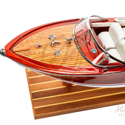 Maquette de Bateau Italien Déjà Montée En Bois 76cm Blanc - Runabout Inspiré de l'Aquarama de Riva - Maquette de bateau décoratif haut de gamme.
