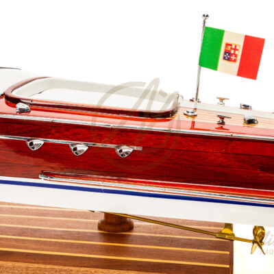 Maquette de Bateau Italien Déjà Montée En Bois 76cm Blanc - Runabout Inspiré de l'Aquarama de Riva - Maquette de bateau décoratif haut de gamme.