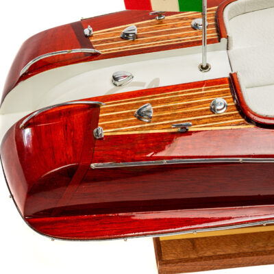 Maquette de Bateau Italien Déjà Montée En Bois 76cm Blanc - Runabout Inspiré de l'Aquarama de Riva - Maquette de bateau décoratif haut de gamme.