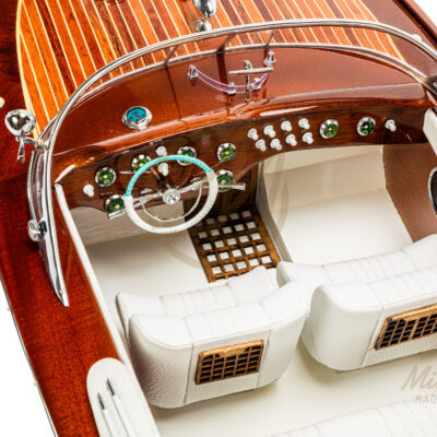 Maquette de Runabout Italien En Bois Déjà Montée 90cm Blanc - Bateau Inspiré de l'Aquarama de Riva - Maquette de Bateau Décorative Haut de Gamme