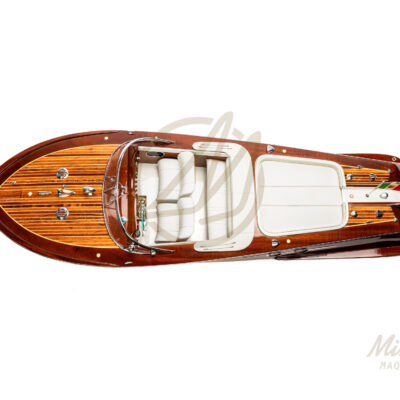 Maquette de Runabout Italien En Bois Déjà Montée 90cm Blanc - Bateau Inspiré de l'Aquarama de Riva - Maquette de Bateau Décorative Haut de Gamme