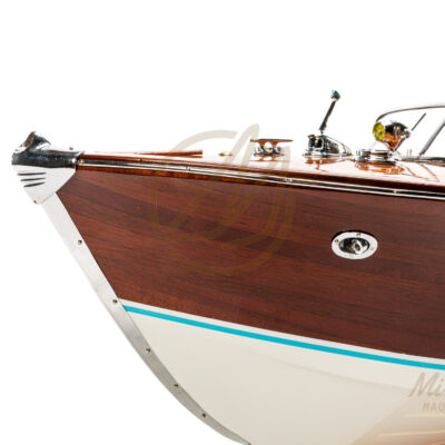 Maquette de Runabout Italien En Bois Déjà Montée 90cm Blanc - Bateau Inspiré de l'Aquarama de Riva - Maquette de Bateau Décorative Haut de Gamme