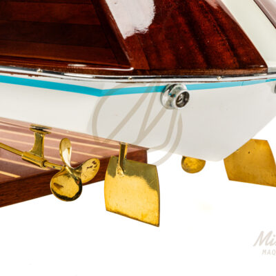 Maquette de Runabout Italien En Bois Déjà Montée 90cm Blanc - Bateau Inspiré de l'Aquarama de Riva - Maquette de Bateau Décorative Haut de Gamme