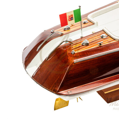 Maquette de Runabout Italien En Bois Déjà Montée 90cm Blanc - Bateau Inspiré de l'Aquarama de Riva - Maquette de Bateau Décorative Haut de Gamme