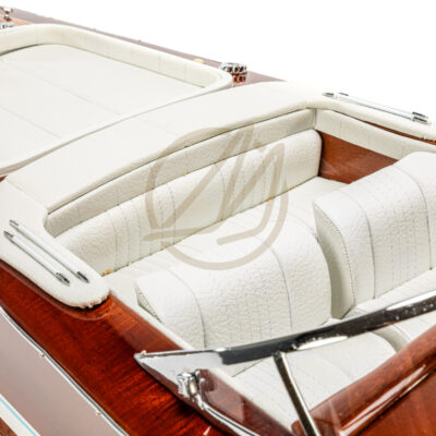 Maquette de Runabout Italien En Bois Déjà Montée 90cm Blanc - Bateau Inspiré de l'Aquarama de Riva - Maquette de Bateau Décorative Haut de Gamme