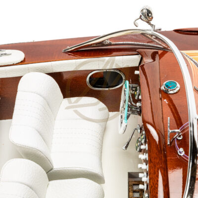 Maquette de Runabout Italien En Bois Déjà Montée 90cm Blanc - Bateau Inspiré de l'Aquarama de Riva - Maquette de Bateau Décorative Haut de Gamme