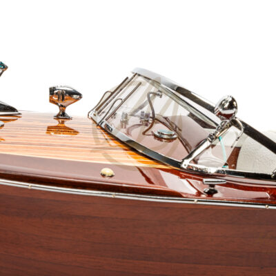 Maquette de Runabout Italien En Bois Déjà Montée 90cm Blanc - Bateau Inspiré de l'Aquarama de Riva - Maquette de Bateau Décorative Haut de Gamme