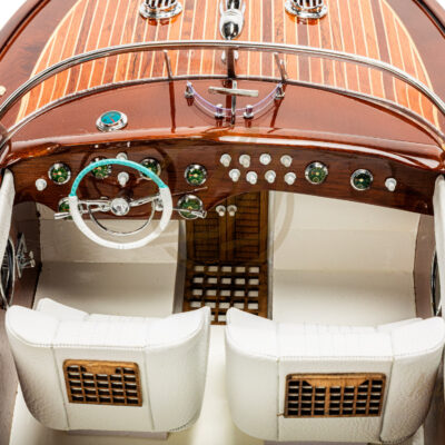 Maquette de Runabout Italien En Bois Déjà Montée 90cm Blanc - Bateau Inspiré de l'Aquarama de Riva - Maquette de Bateau Décorative Haut de Gamme