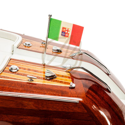 Maquette de Runabout Italien En Bois Déjà Montée 90cm Blanc - Bateau Inspiré de l'Aquarama de Riva - Maquette de Bateau Décorative Haut de Gamme